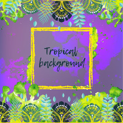 Vector background with tropical leaves.