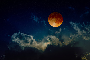 Fototapeta na wymiar Total lunar eclipse, mysterious natural phenomenon
