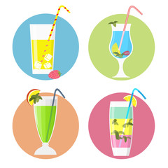 Set of cocktails icons,flat style