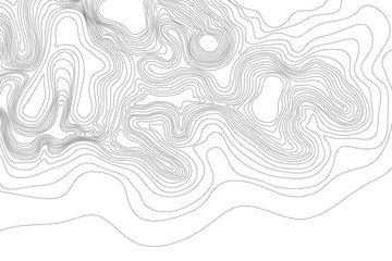 Abstract black and white topographic contours lines of mountains. Topography map art curve drawing. vector illustration. 