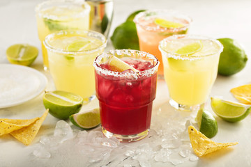 Variety of margarita cocktails