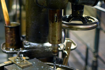 Close up of old drill press. Shallow depth of field. © JRJfin