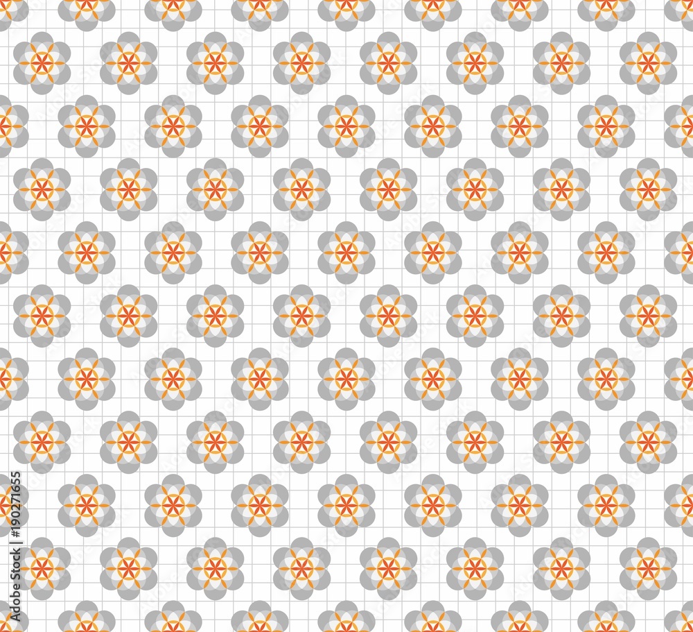 Poster abstract gray and orange pattern geometric of circle in japanese or chinese ornament. seamless vecto