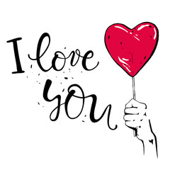 Candy in heart shape vector illustration. Lollipop in the form of heart on Valentine's Day.