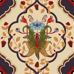 Poster Vector floral pattern, victorian style. Floral bouquet with ornament. Vertical ornament © sunny_lion