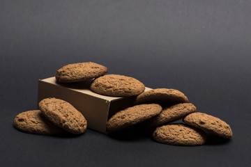 Sweet bakery and delicious snack. Cookies in carton box