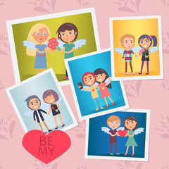 Set of Valentines Day Cards Vector Illustration