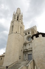 Fototapeta na wymiar Stone stairway to church in Girona, Spain
