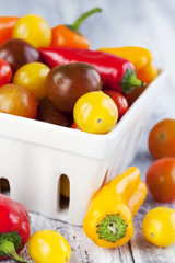 Mini sweet peppers and mini tomatoes