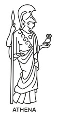 Athena icon svg compatible line draw style vector, Ancient Greek goddess of wisdom, craft, and war