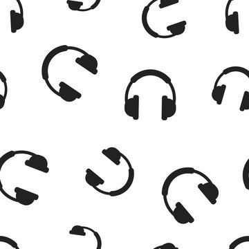 Headphone seamless pattern background. Business concept vector illustration. Earphone headset symbol pattern.