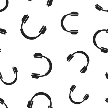 Headphone seamless pattern background. Business concept vector illustration. Earphone headset symbol pattern.