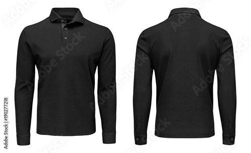 Download "Blank template mens black polo shirt long sleeve, front ...