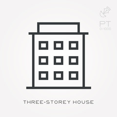 Line icon three-storey house