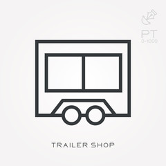 Line icon trailer shop