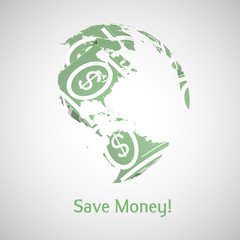 Earth and money vector illustration