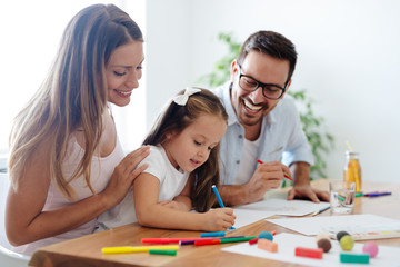 Happy familiy spending fun time at home