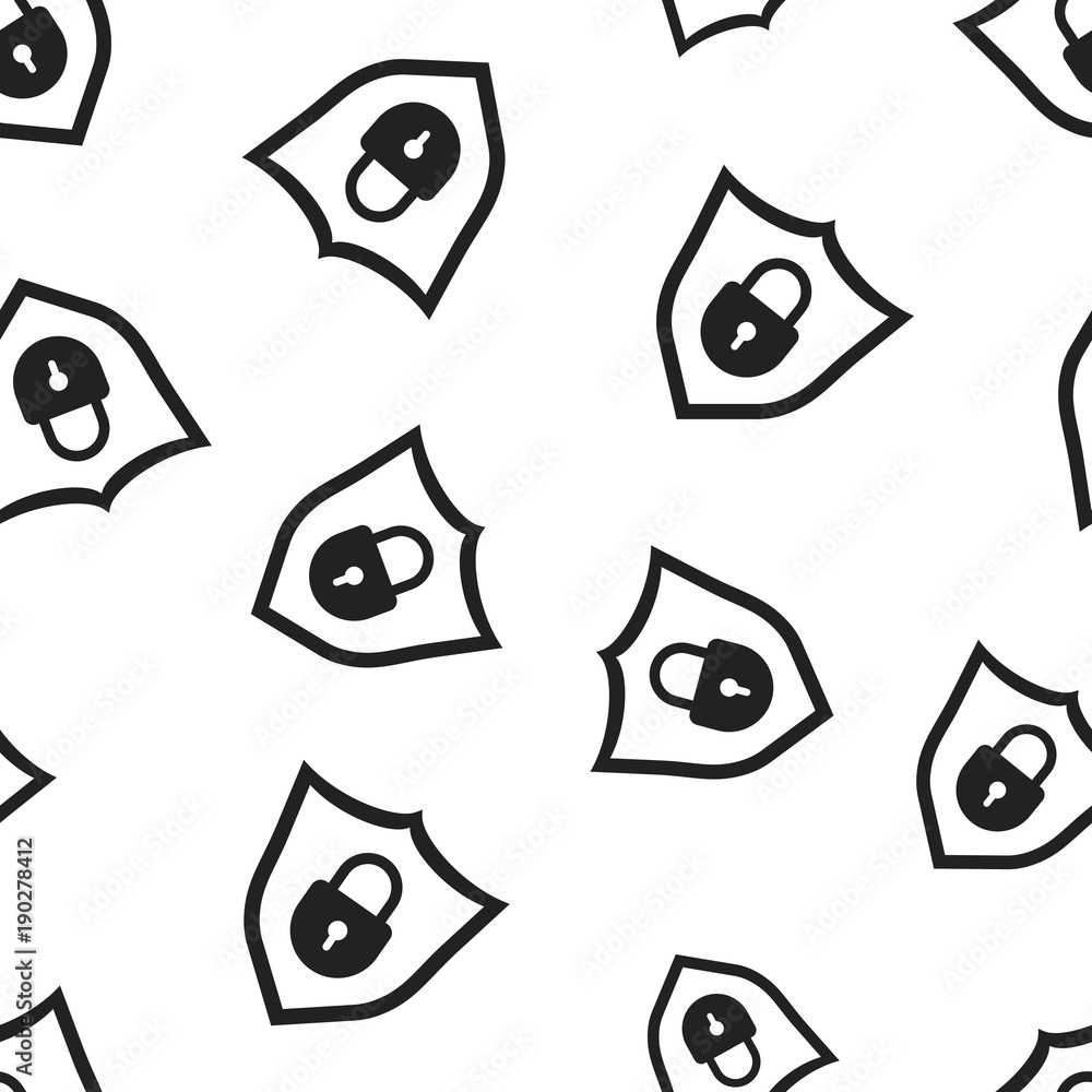 Poster lock with shield security seamless pattern background. business concept vector illustration. padlock