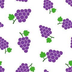 Grape fruit with leaf seamless pattern background. Business concept vector illustration. Bunch of wine grapevine symbol pattern.
