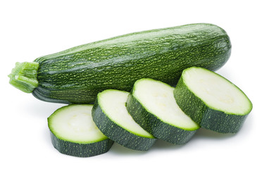 Zucchini on a white background.