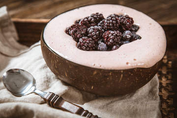 Vegan nice cream with banana and berries