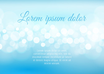 Abstract bokeh lights on the sky blue background, vector illustration