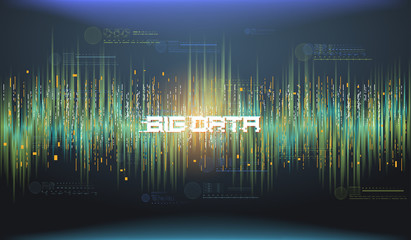 Big data abstract visualization. Futuristic aesthetic design. Big data background with HUD elements.