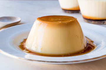 Homemade Creme Caramel with Sweet Syrup / Custard Pudding