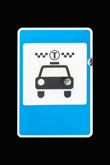 Square road sign Taxi Cab isolated on black