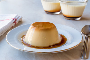 Homemade Creme Caramel with Sweet Syrup / Custard Pudding