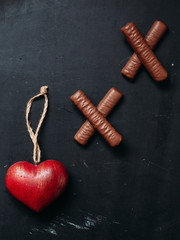 Happy Valentines day card, Tic tac toe game, xoxo