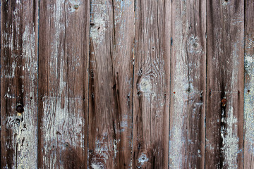 natural wood of boards painted with paint and aged due to time and abrasion