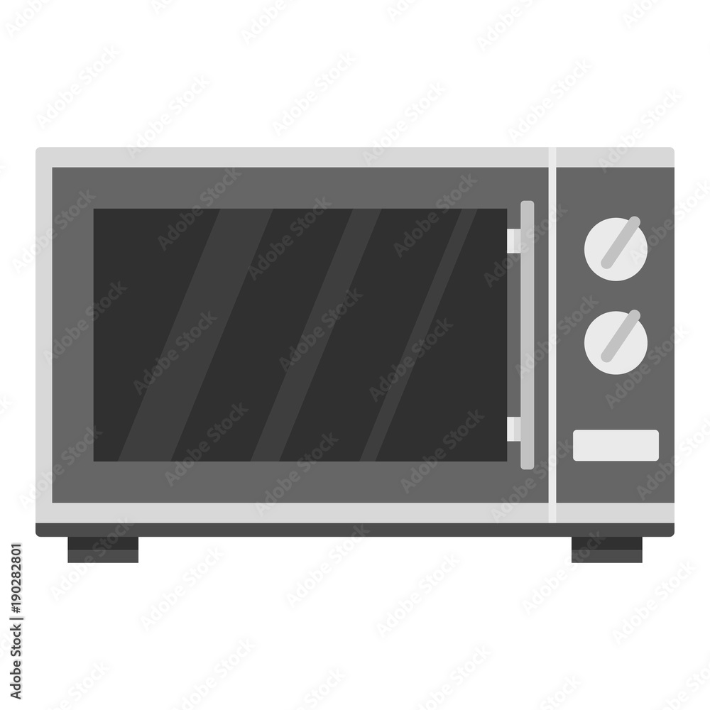 Sticker Kitchen microwave oven icon. Cartoon illustration of kitchen microwave oven vector icon for web