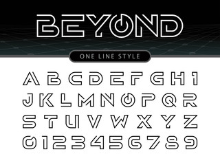 Vector of stylized rounded font and alphabet