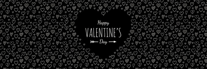 Valentine's Day - concept of banner with hearts and wishes. Vector.