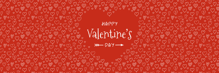 Valentine's Day - concept of banner with hearts and wishes. Vector. - obrazy, fototapety, plakaty