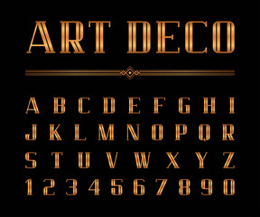 Vector of Art Deco font and alphabet, Condensed letters set. The Great Gatsby Style