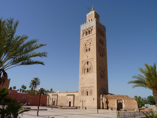 Minaret on Koutoubia Mosque in Marrakesh, Morocco