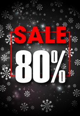 Black Friday poster design with snowflakes on backdrop. Vector illustration.