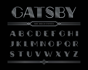  Vector of Gatsby font and alphabet, Silver Letter set.
