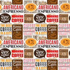 Coffee seamless pattern design. Vector illustration.