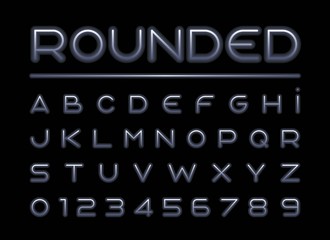 Vector of stylized rounded font and alphabet