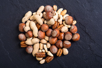Mix of nuts in plate