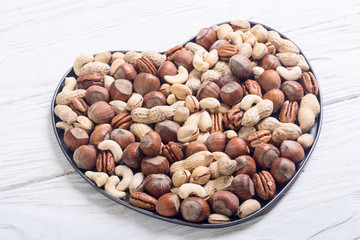 Mix of nuts in plate