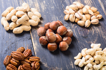 Mix of nuts in plate