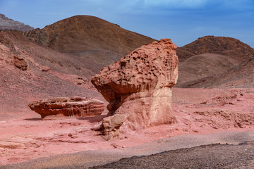 Scenic red sandstone formations in Timna National park, Israel.
