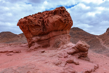 Scenic red sandstone formations in Timna National park, Israel.