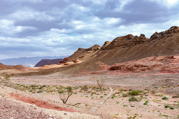 View of rocky landscape in Timna park, Israel
