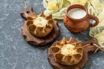 Traditional Karelian baking, rye pies wickets (kalitki)