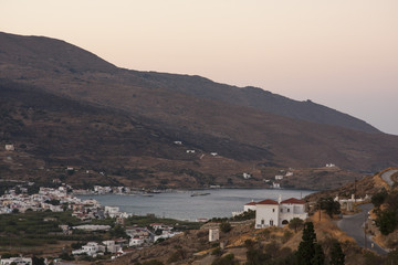 Fototapeta na wymiar Small village close to the sea during sunset